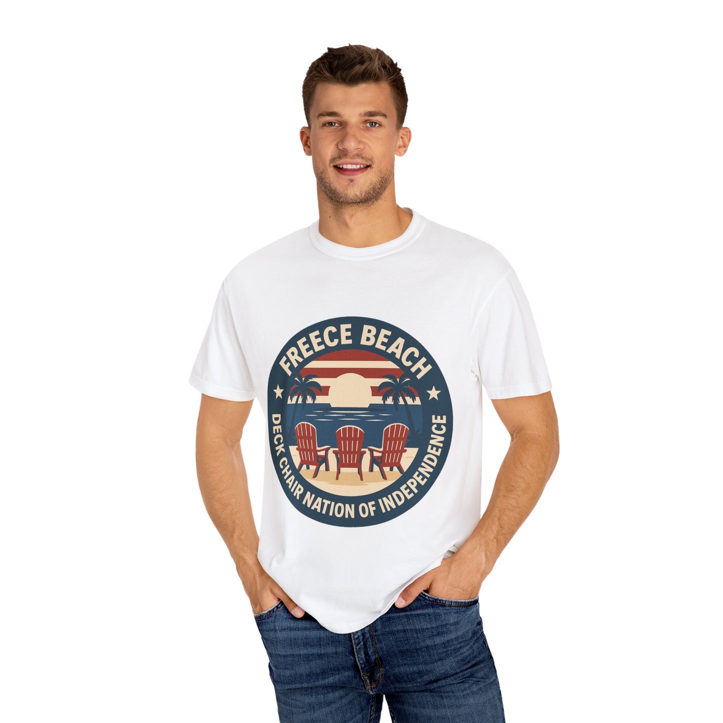 Freece Beach “Deck Chair Nation of Independence” Tee - Patriotic Edition