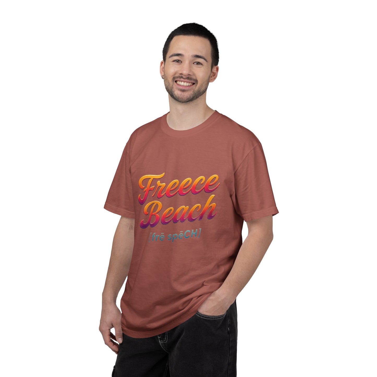 Freece Beach Graphic T‑Shirt — Neon Heat Logo Tee