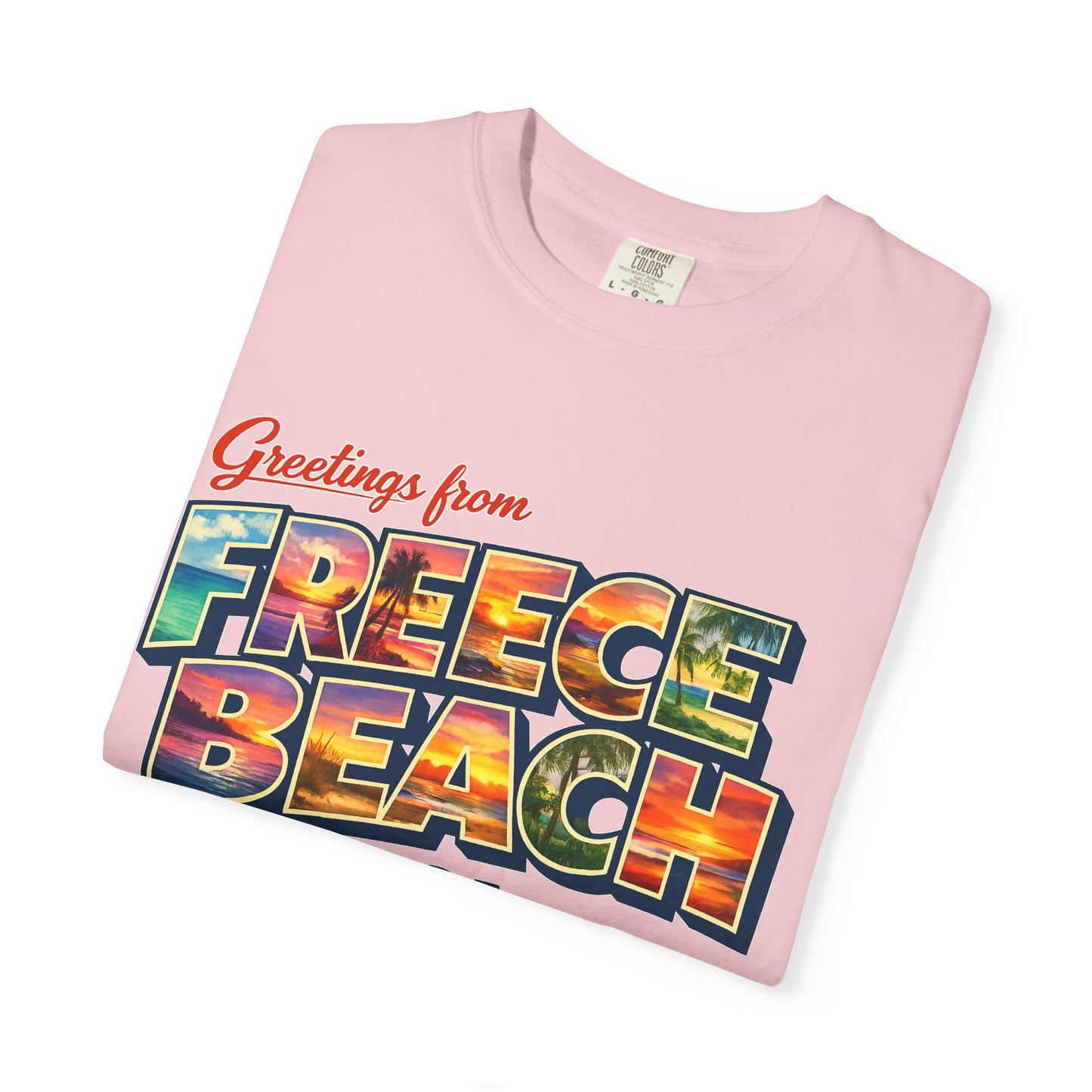 Freece Beach Graphic T-Shirt - Greetings Postcard