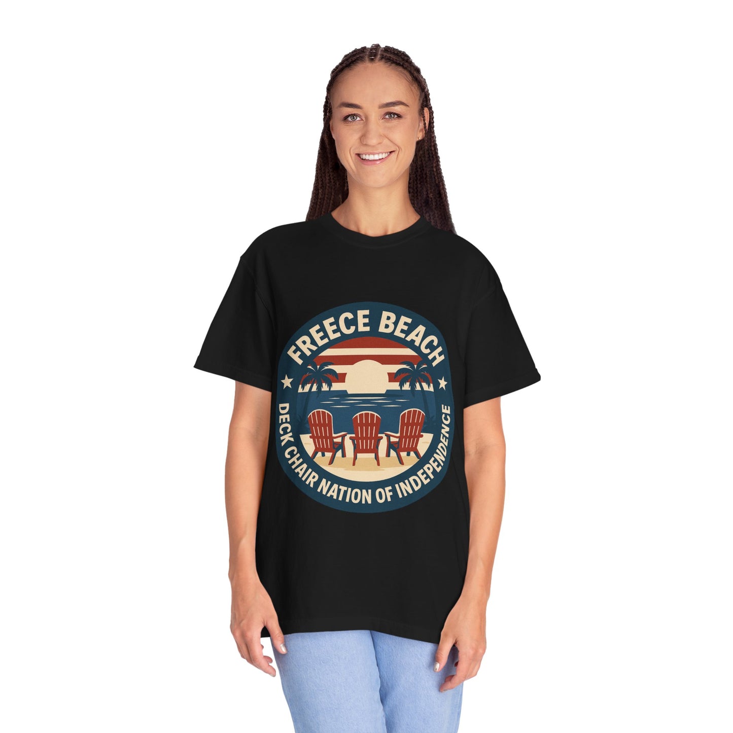 Freece Beach “Deck Chair Nation of Independence” Tee - Patriotic Edition