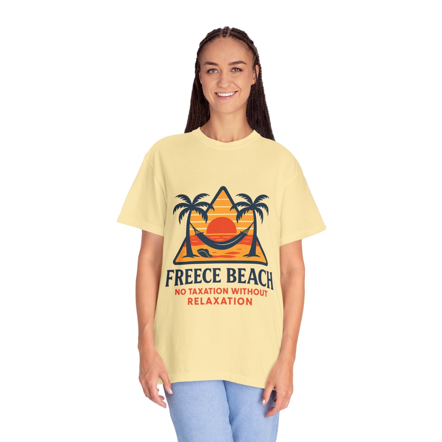 Freece Beach “No Taxation Without Relaxation” Sunset Tee