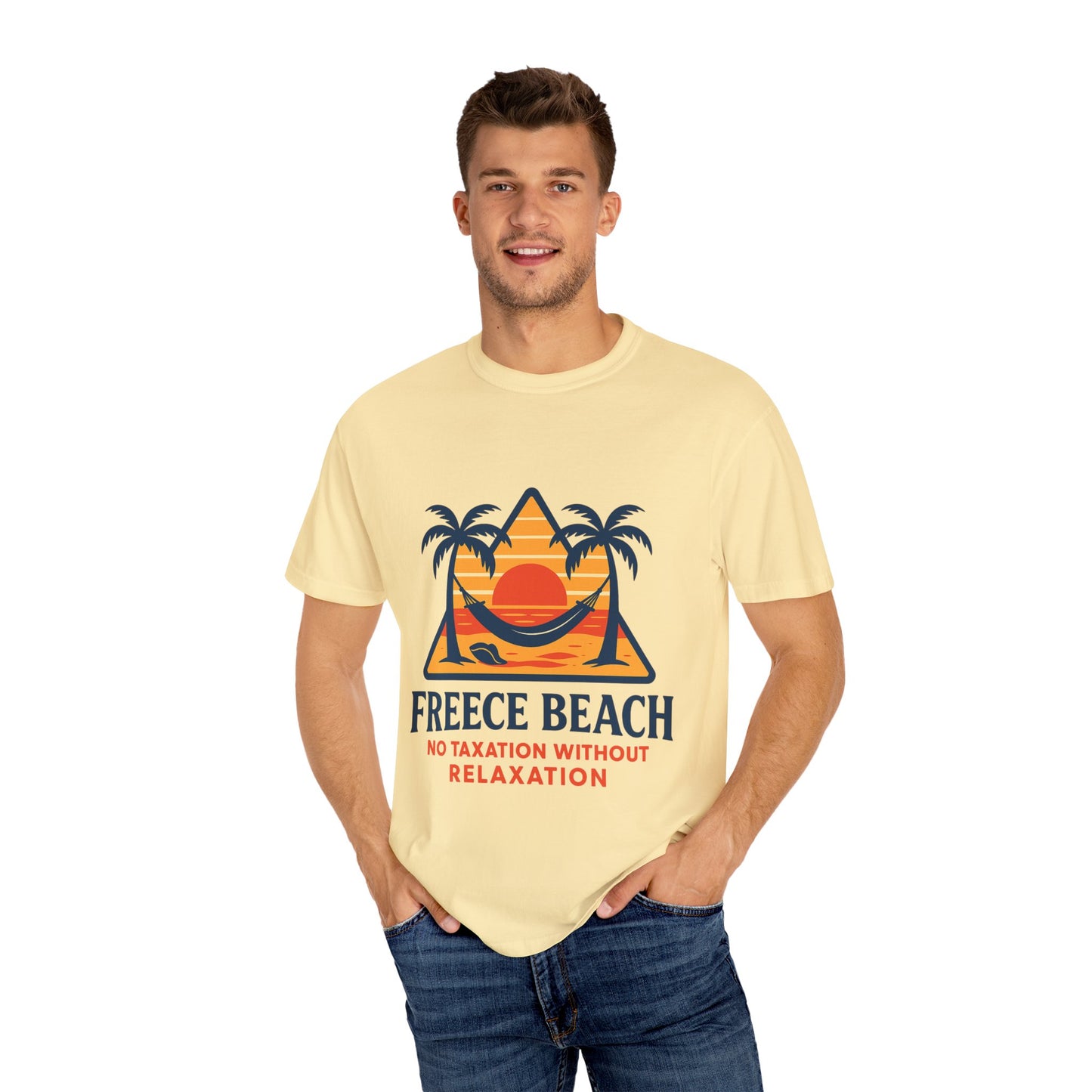 Freece Beach “No Taxation Without Relaxation” Sunset Tee