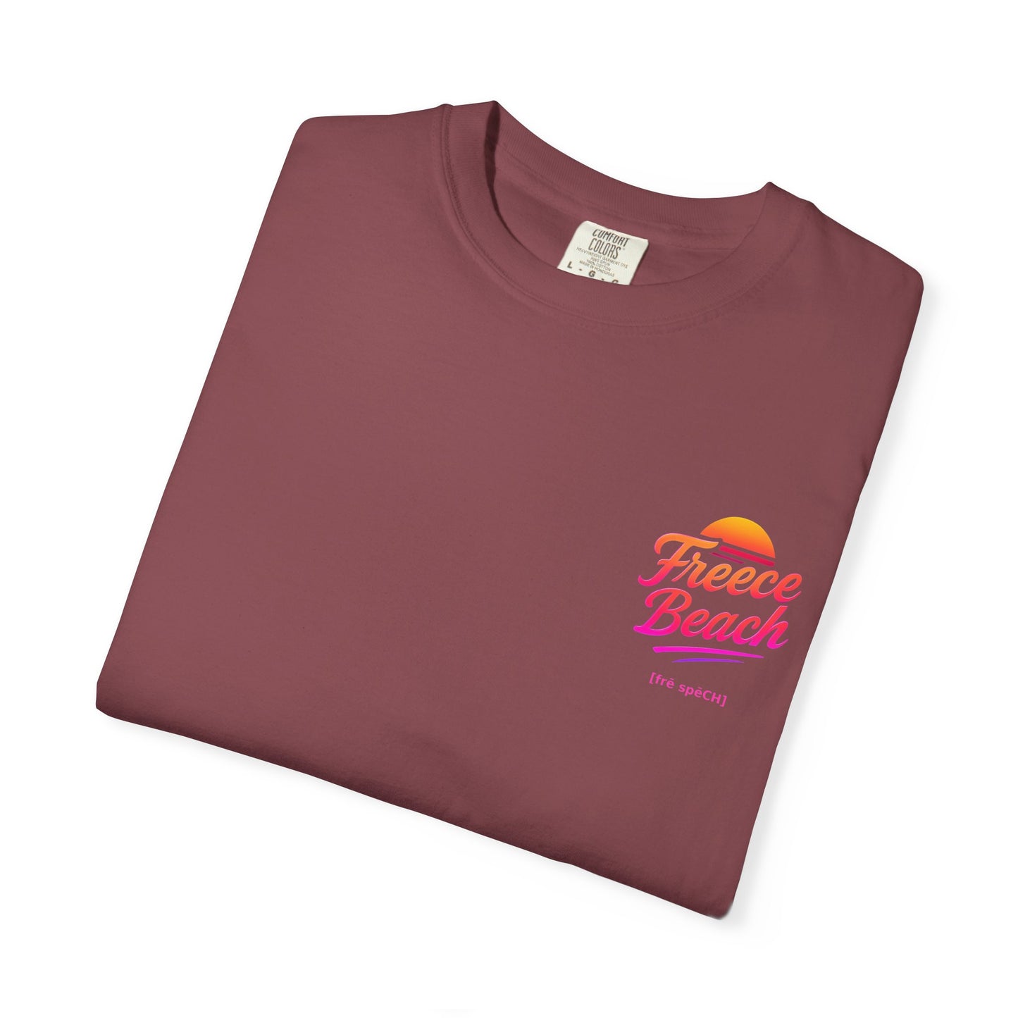 Freece Beach Graphic T-Shirt — Warm Neon Logo Tee