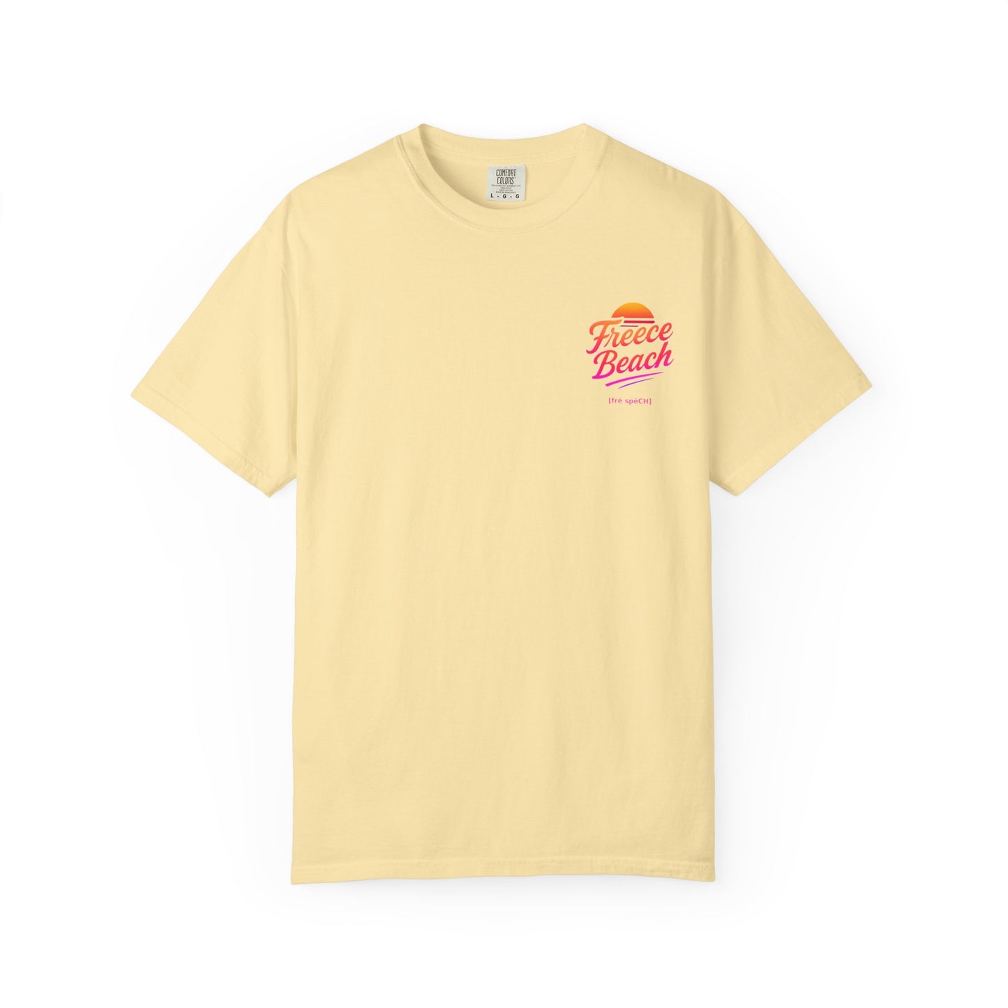 Freece Beach Graphic T-Shirt — Warm Neon Logo Tee