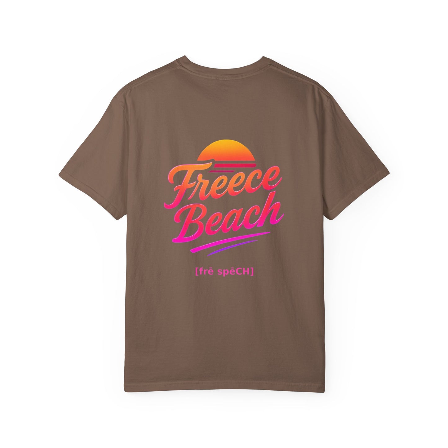Freece Beach Graphic T-Shirt — Warm Neon Logo Tee