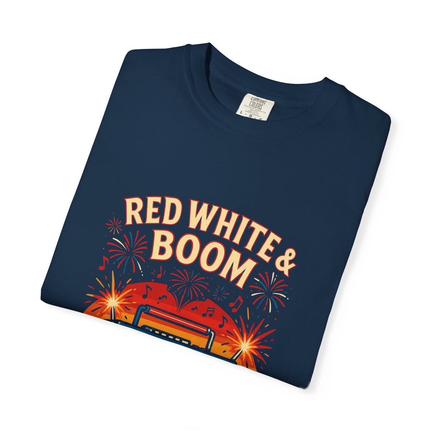 Freece Beach Graphic T-Shirt —Red, White and Boombox