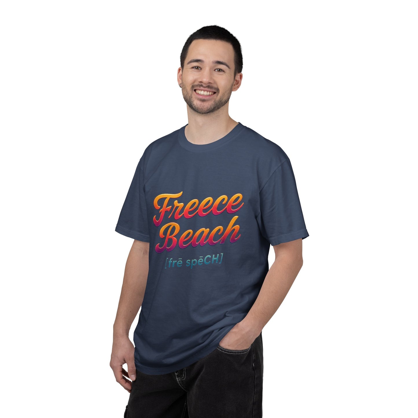 Freece Beach Graphic T‑Shirt — Neon Heat Logo Tee