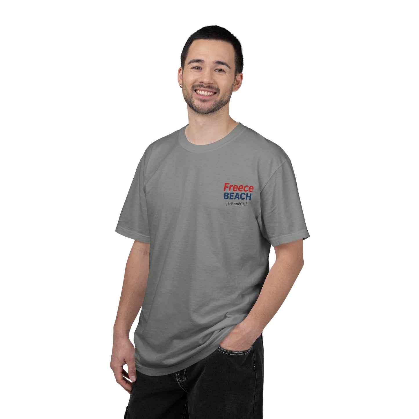 Freece Beach Graphic T-shirt - Bold Patriotic Logo