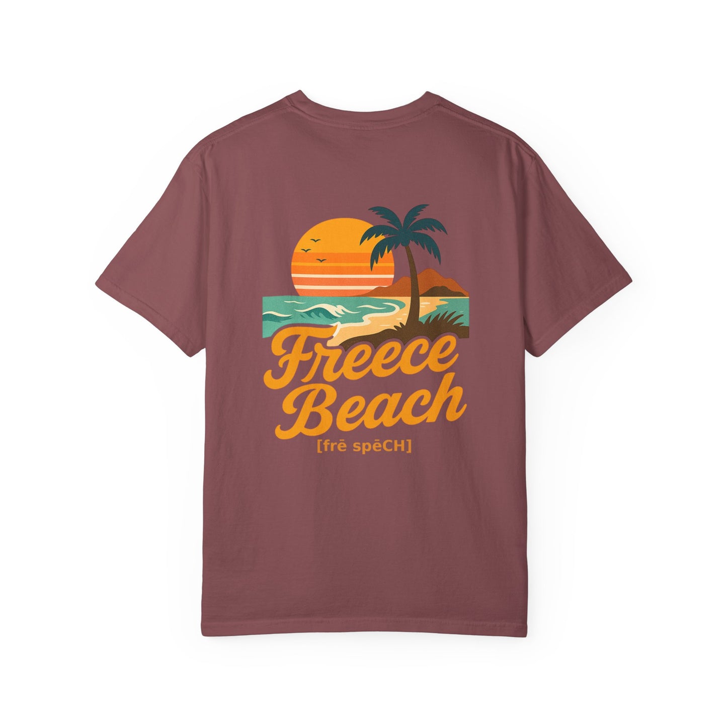 Freece Beach Graphic T-Shirt — Vintage Sunset Logo Tee
