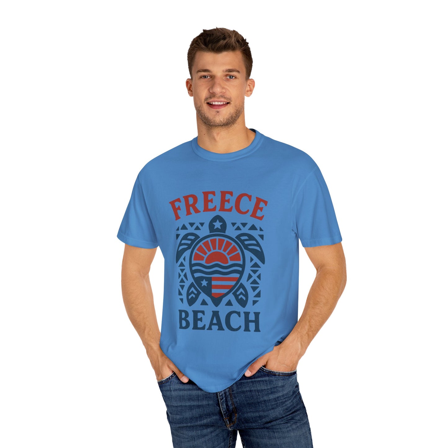Freece Beach Tribal Turtle Tee – Patriotic Edition