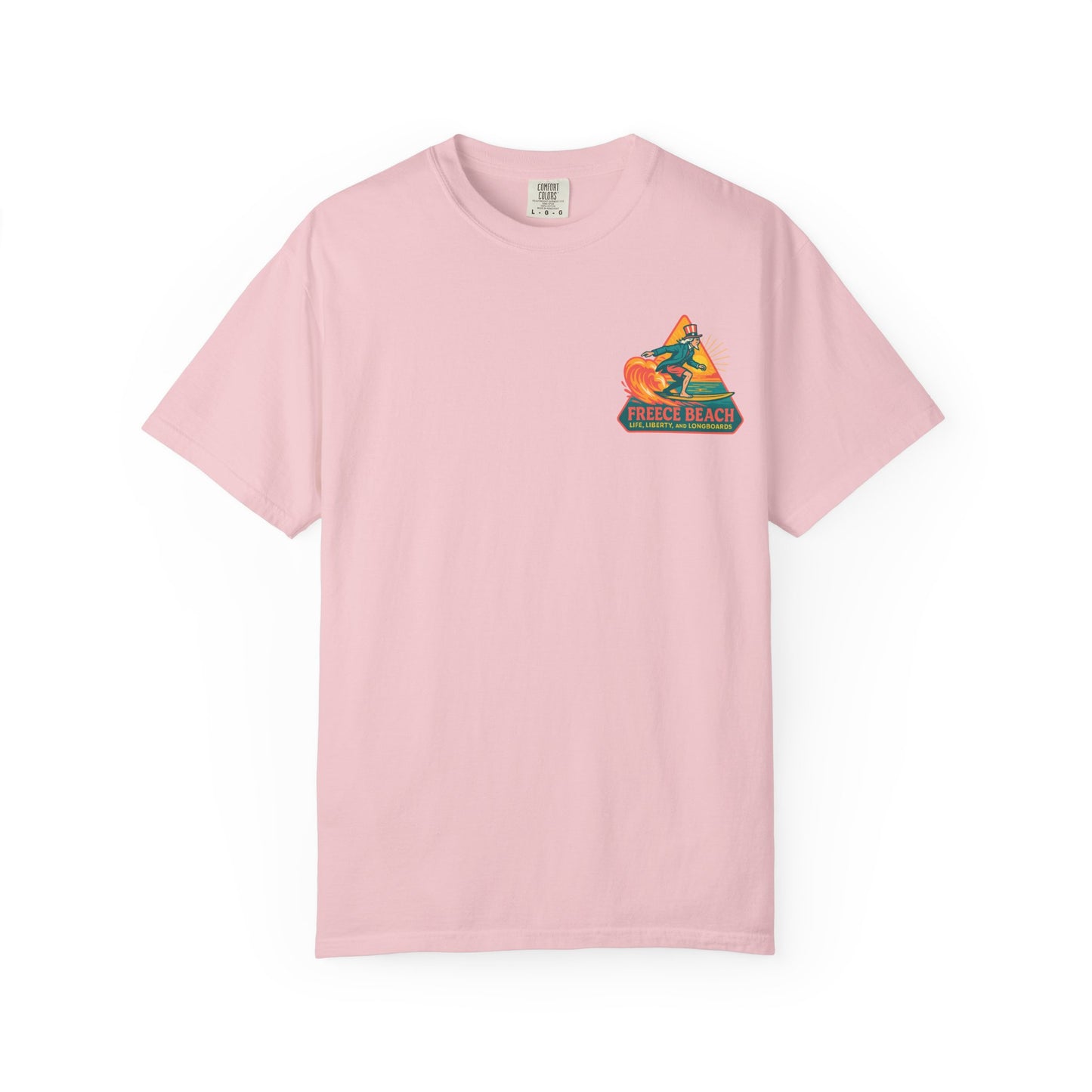 Freece Beach Graphic T-Shirt - Life, Liberty and Longboards Neon