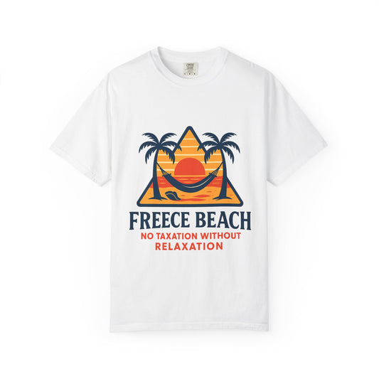 Freece Beach “No Taxation Without Relaxation” Sunset Tee