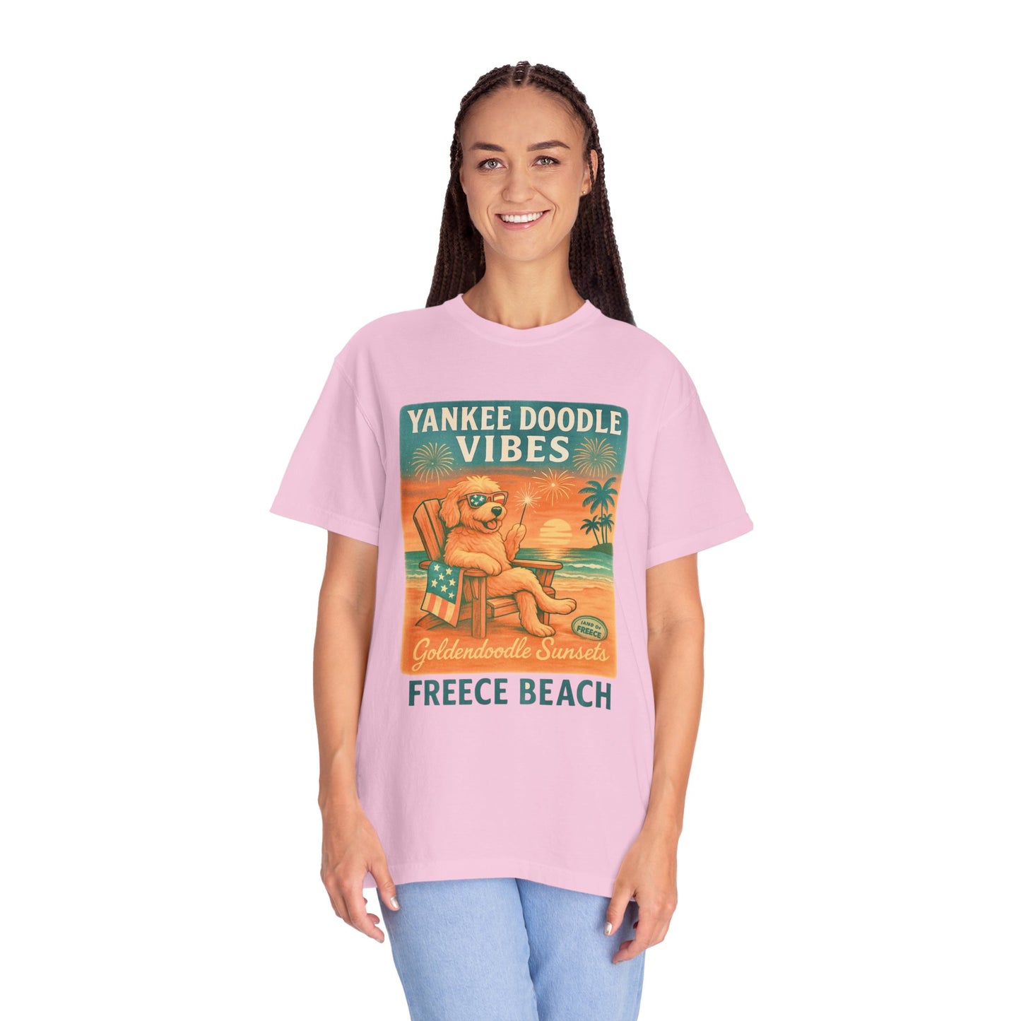 Freece Beach Goldendoodle Sunsets Tee