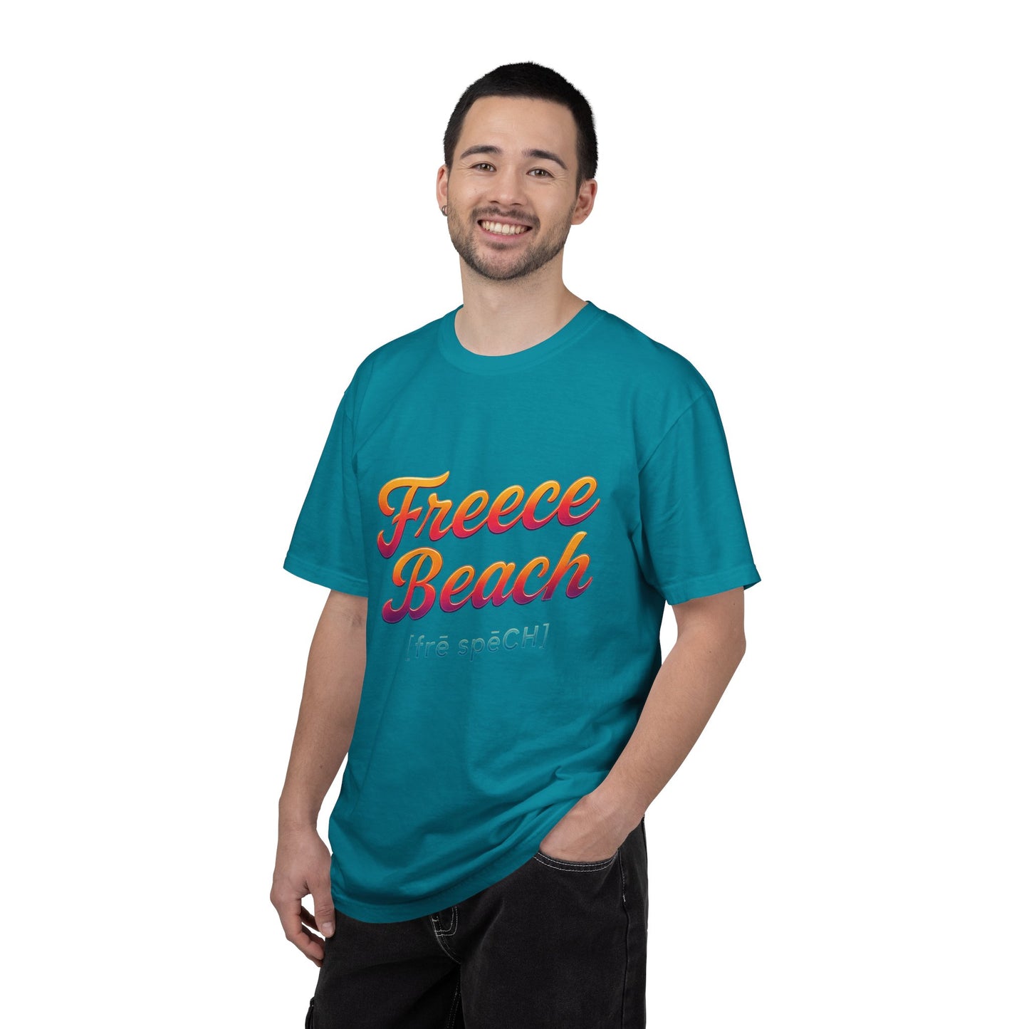Freece Beach Graphic T‑Shirt — Neon Heat Logo Tee