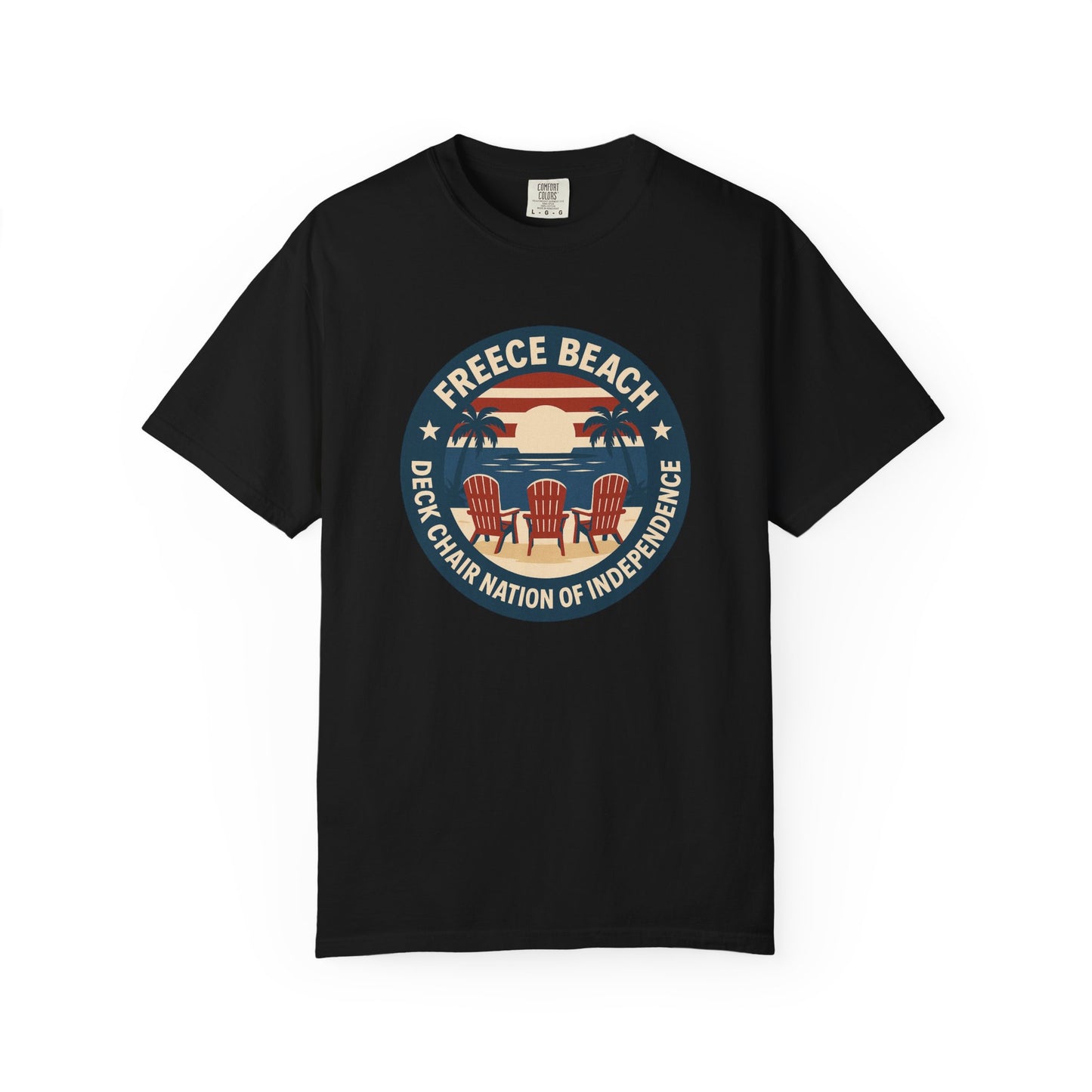 Freece Beach Graphic T-Shirt - Deck Chair Nation of Independence - Patriotic Edition
