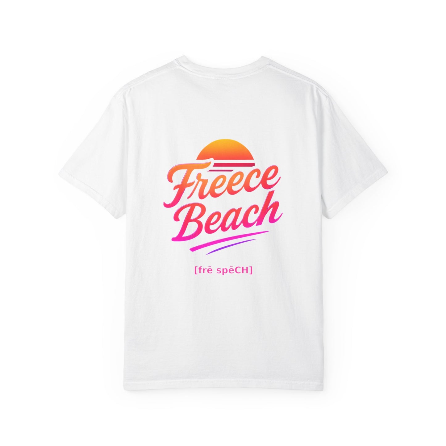 Freece Beach Graphic T-Shirt — Warm Neon Logo Tee