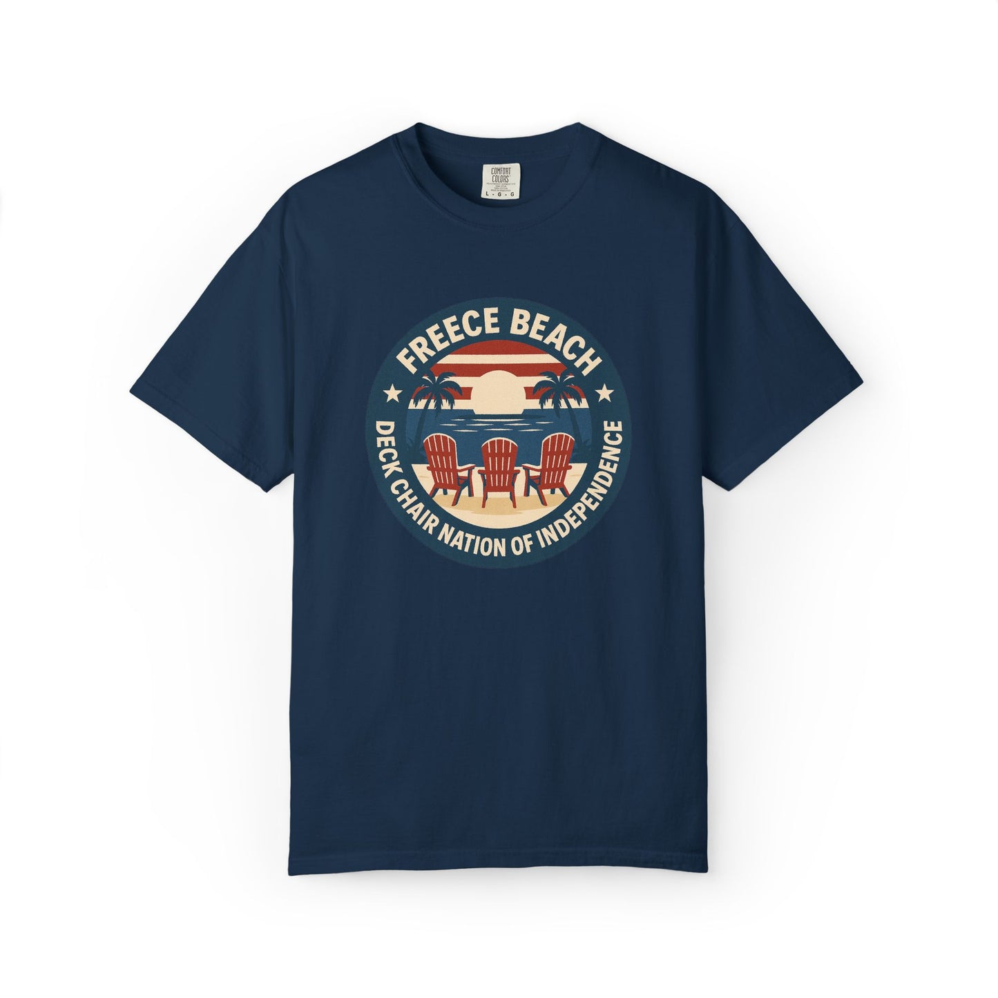 Freece Beach Graphic T-Shirt - Deck Chair Nation of Independence - Patriotic Edition
