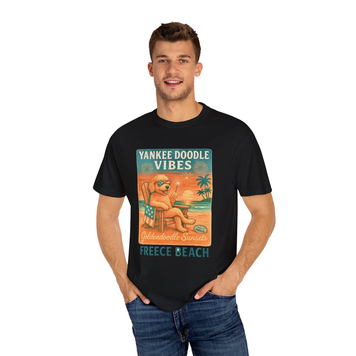 Freece Beach Goldendoodle Sunsets Tee