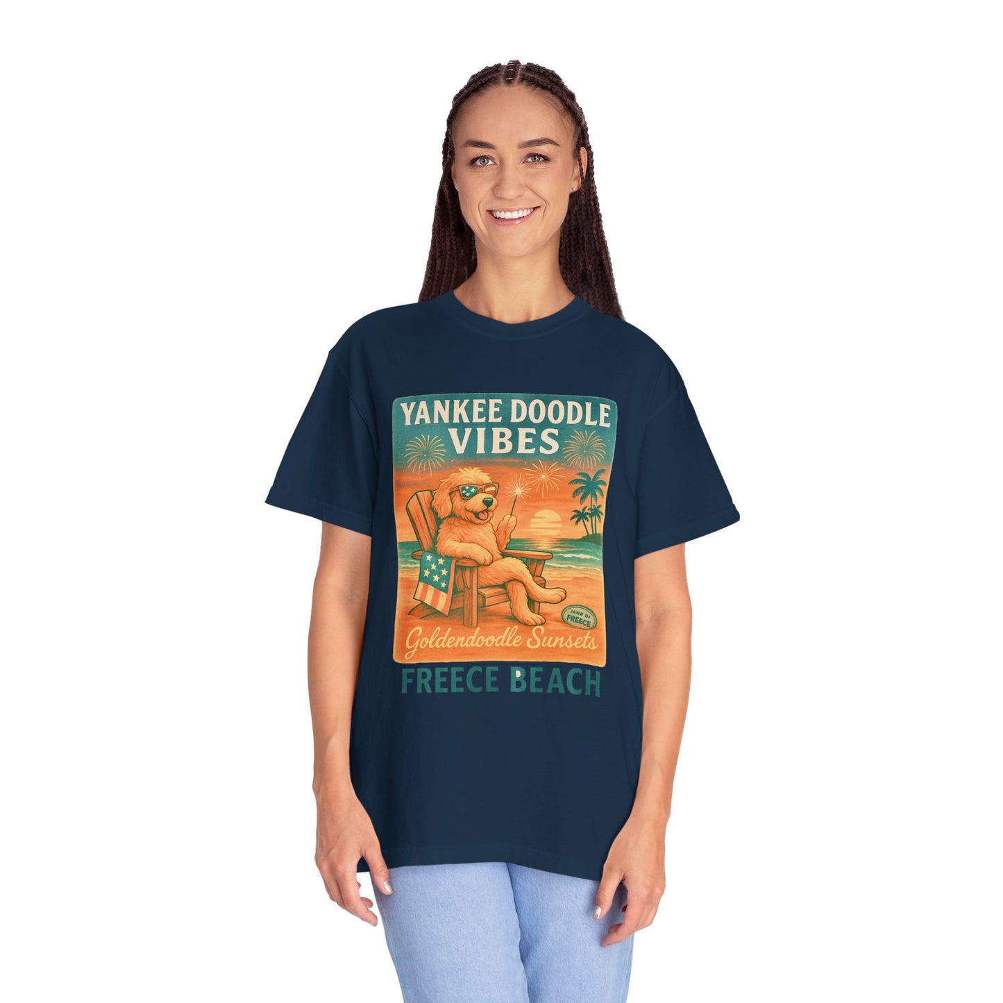 Freece Beach Goldendoodle Sunsets Tee