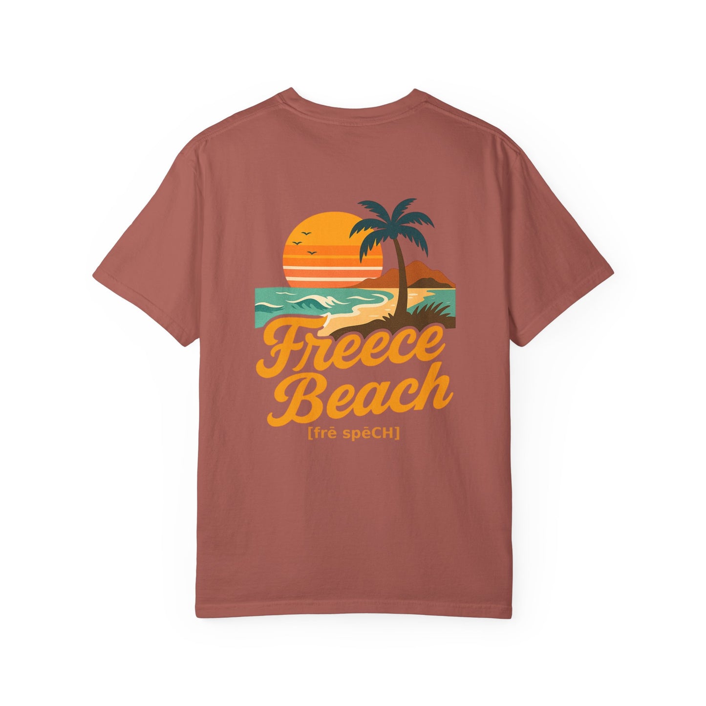 Freece Beach Graphic T-Shirt — Vintage Sunset Logo Tee