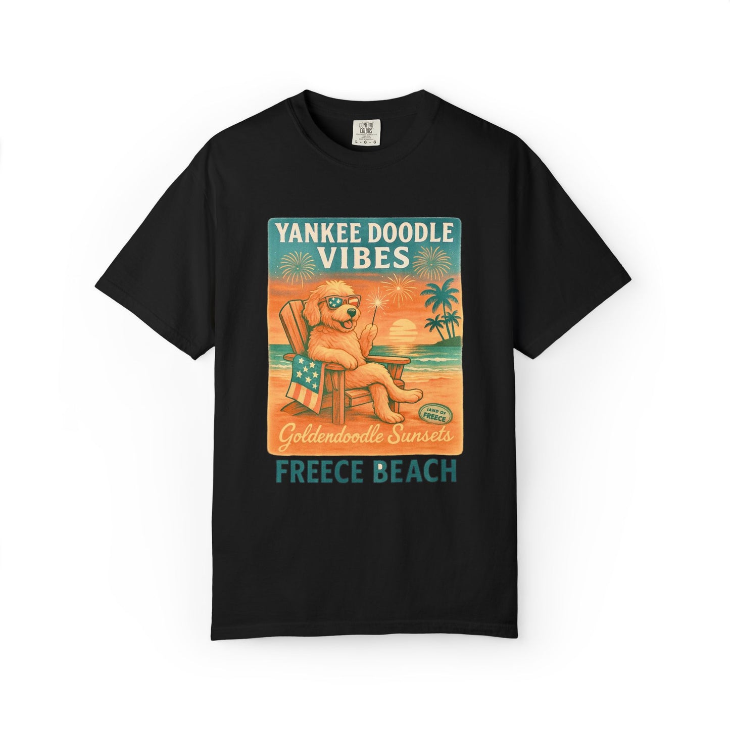 Freece Beach Graphic T-Shirt - Goldendoodle Sunsets