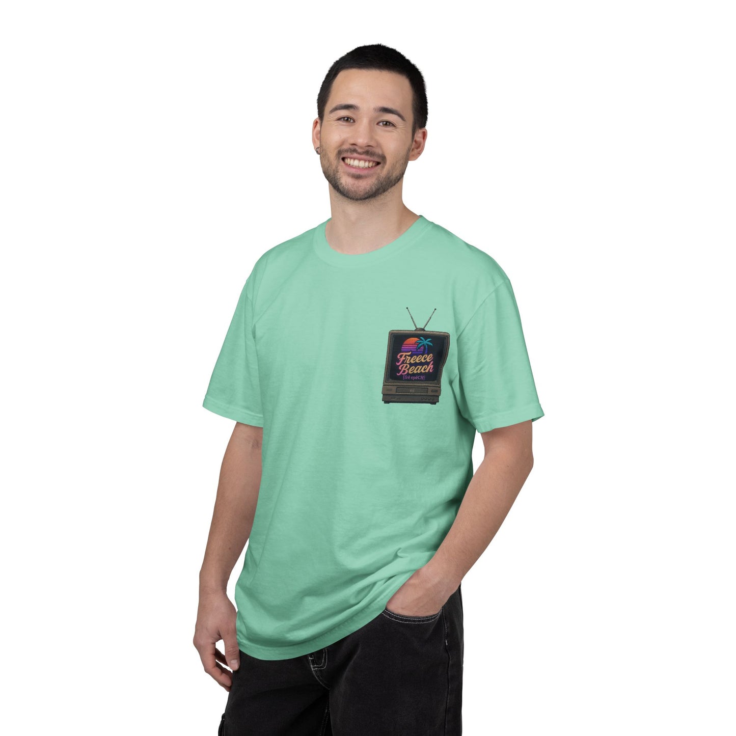Freece Beach Graphic T-Shirt - Retro TV Logo Tee