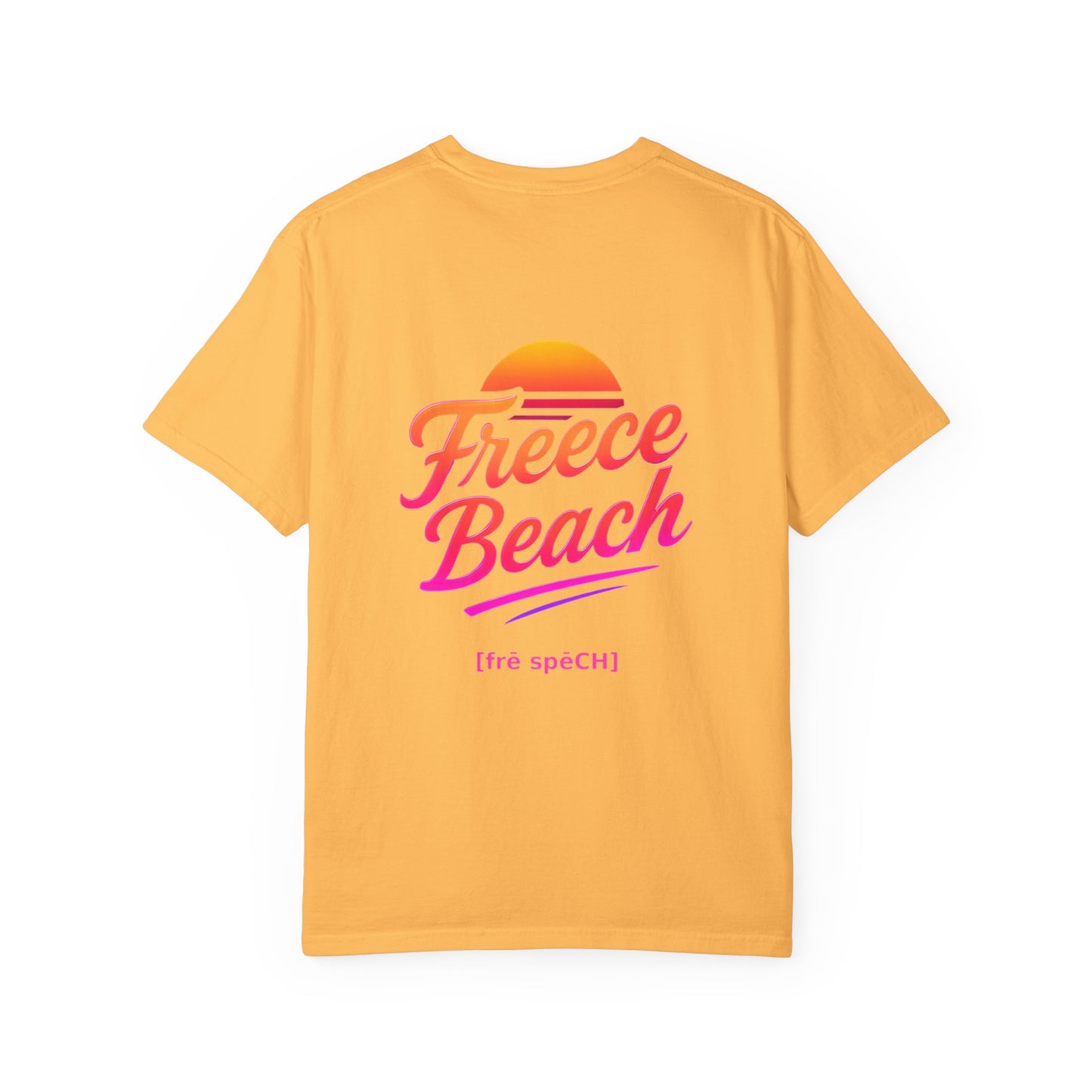 Freece Beach Graphic T-Shirt — Warm Neon Logo Tee