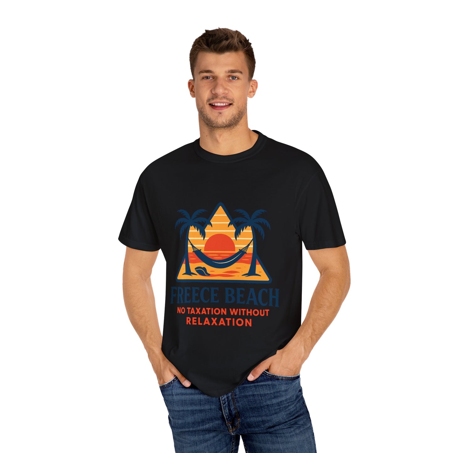 Freece Beach “No Taxation Without Relaxation” Sunset Tee