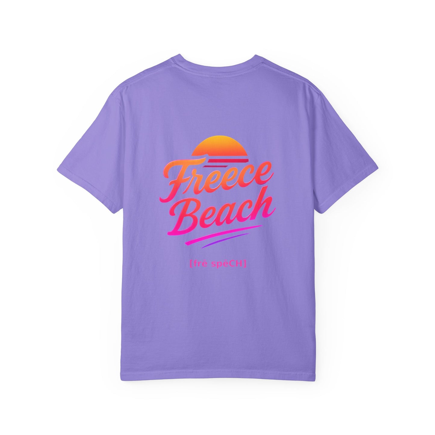 Freece Beach Graphic T-Shirt — Warm Neon Logo Tee