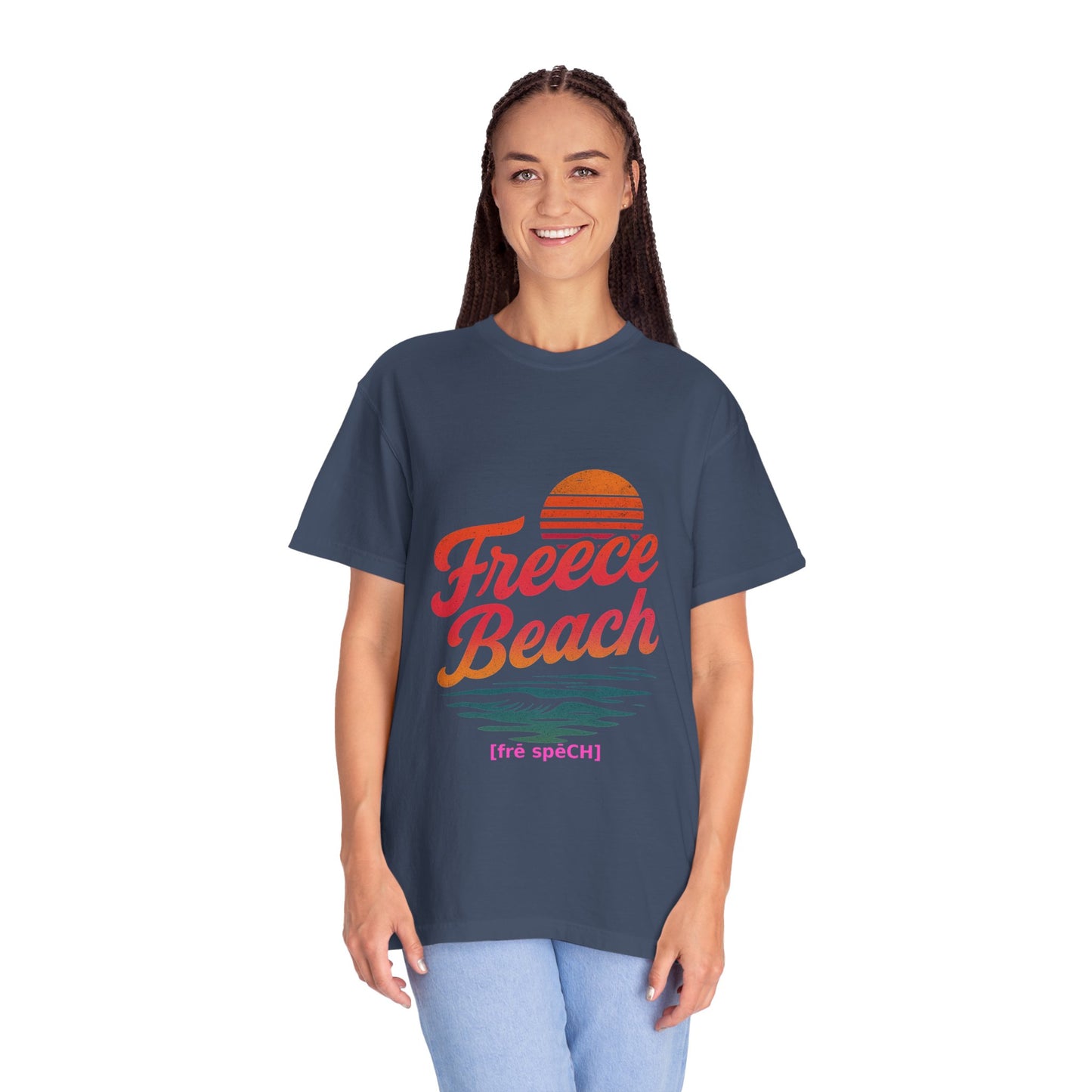 Sunset Fleece Beach Retro Vibe Tee