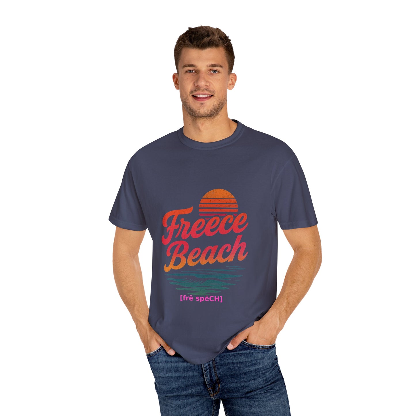 Sunset Fleece Beach Retro Vibe Tee