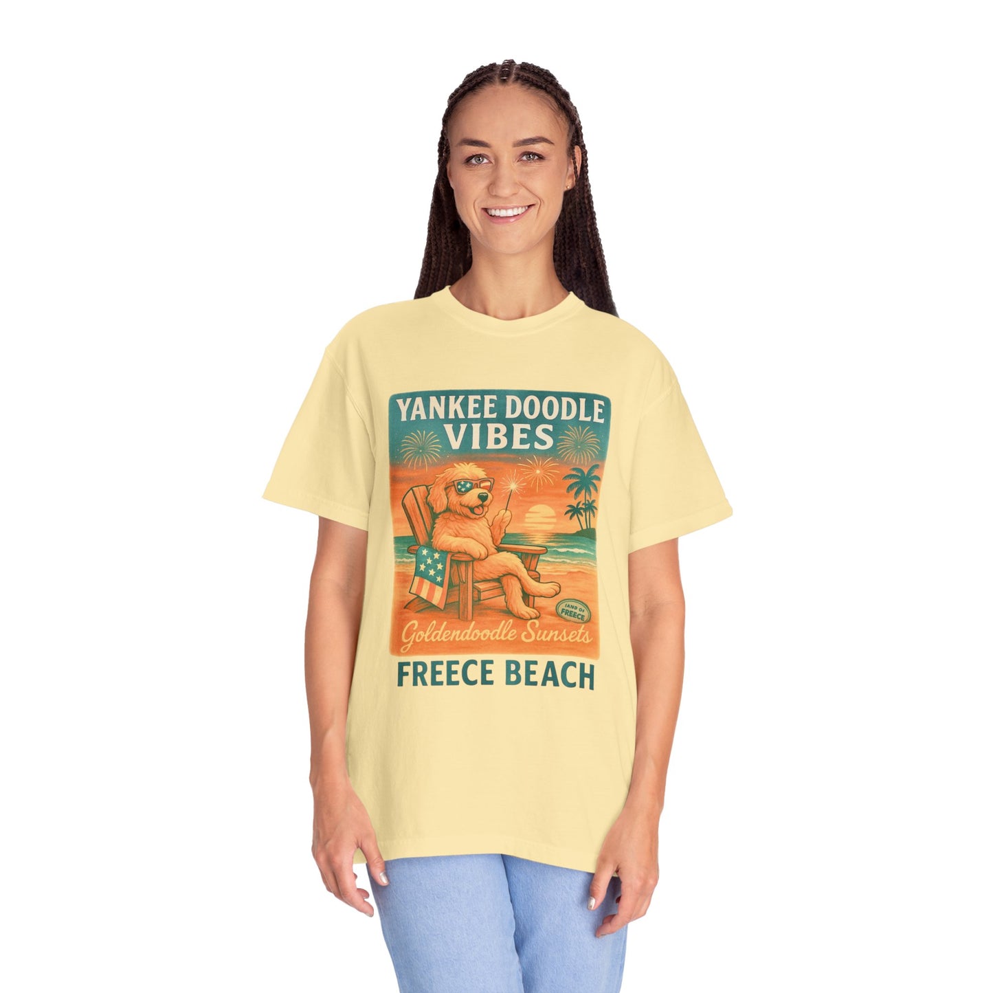 Freece Beach Goldendoodle Sunsets Tee