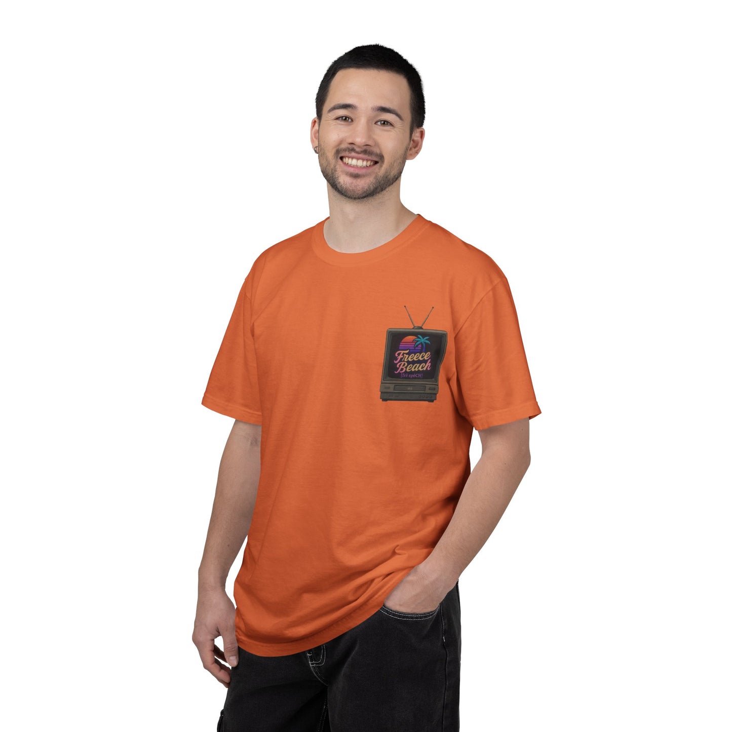 Freece Beach Graphic T-Shirt - Retro TV Logo Tee