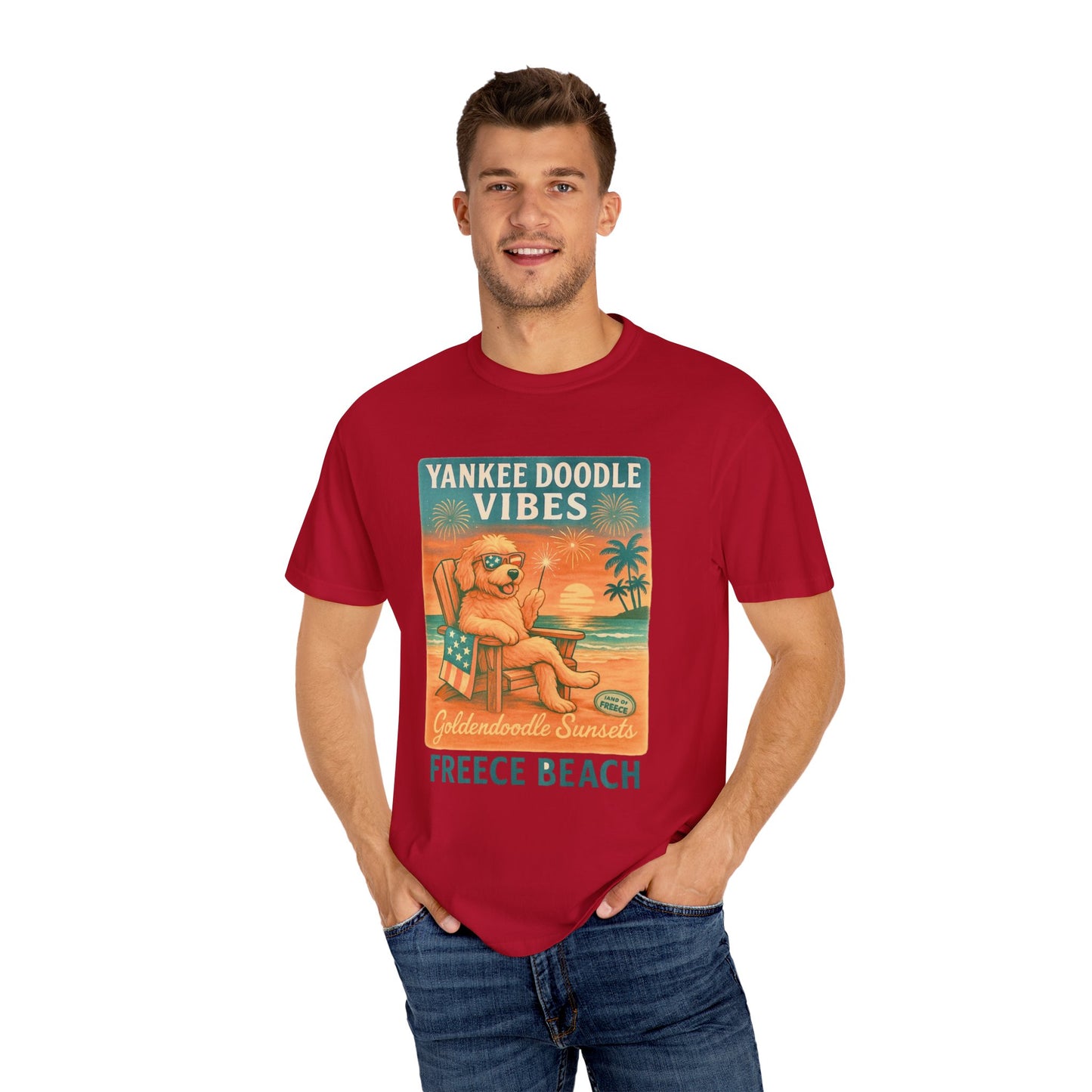 Freece Beach Goldendoodle Sunsets Tee