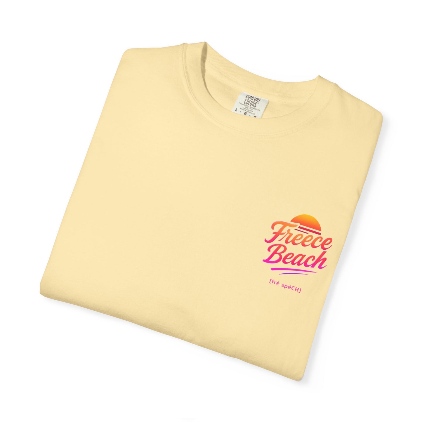 Freece Beach Graphic T-Shirt — Warm Neon Logo Tee