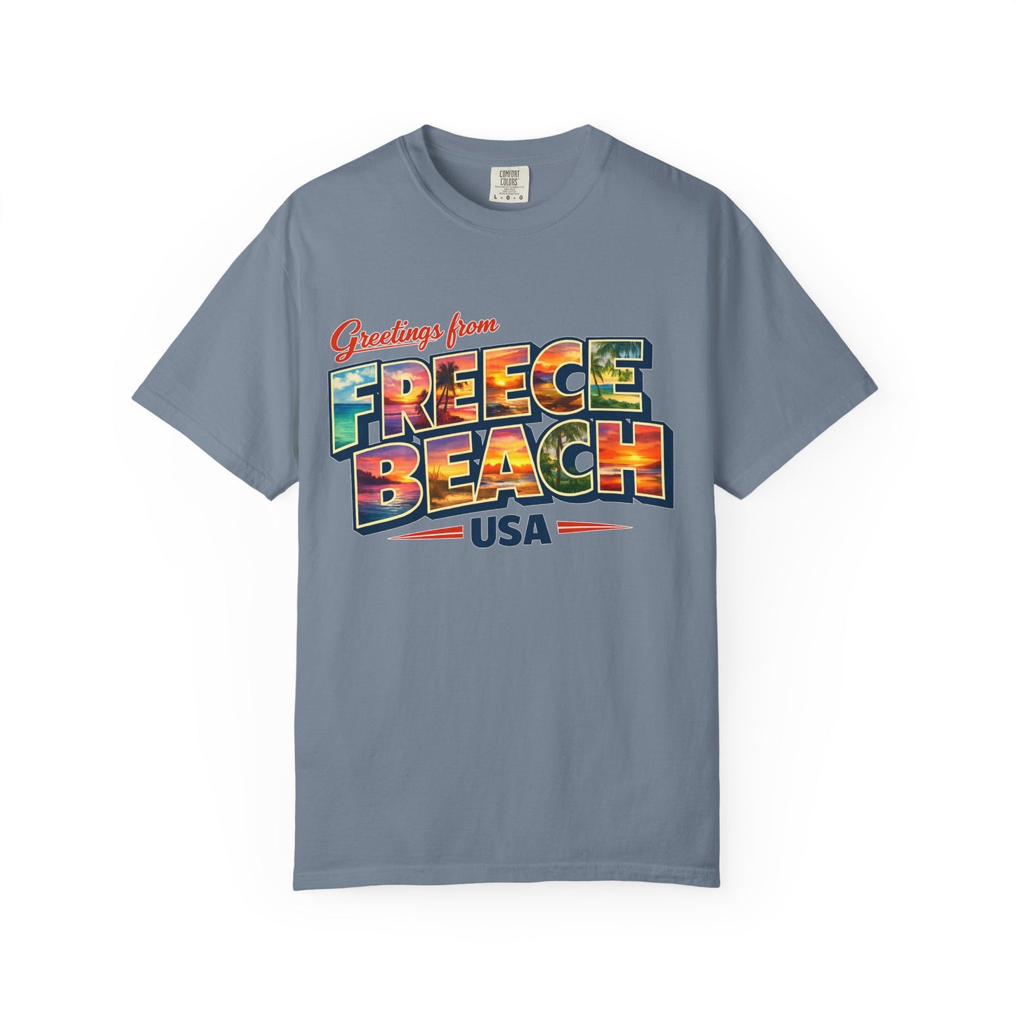 Freece Beach Graphic T-Shirt - Greetings Postcard