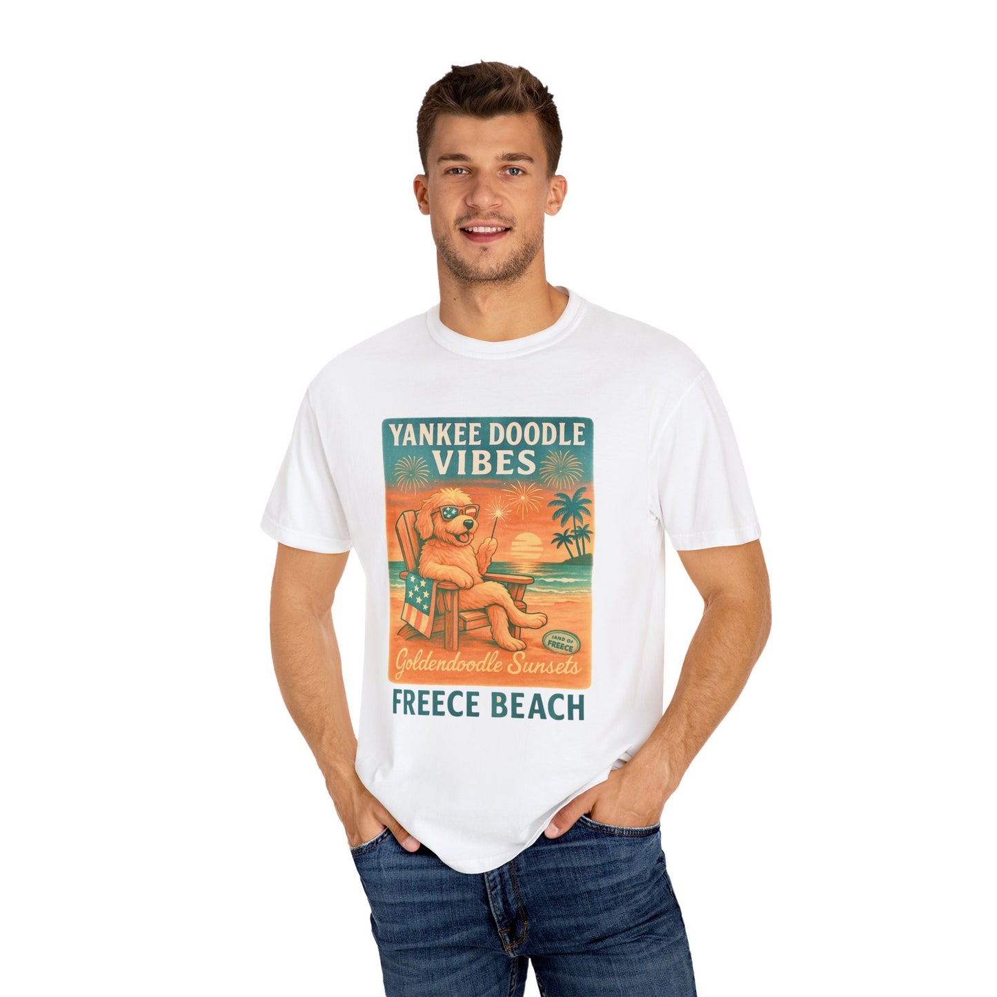 Freece Beach Goldendoodle Sunsets Tee