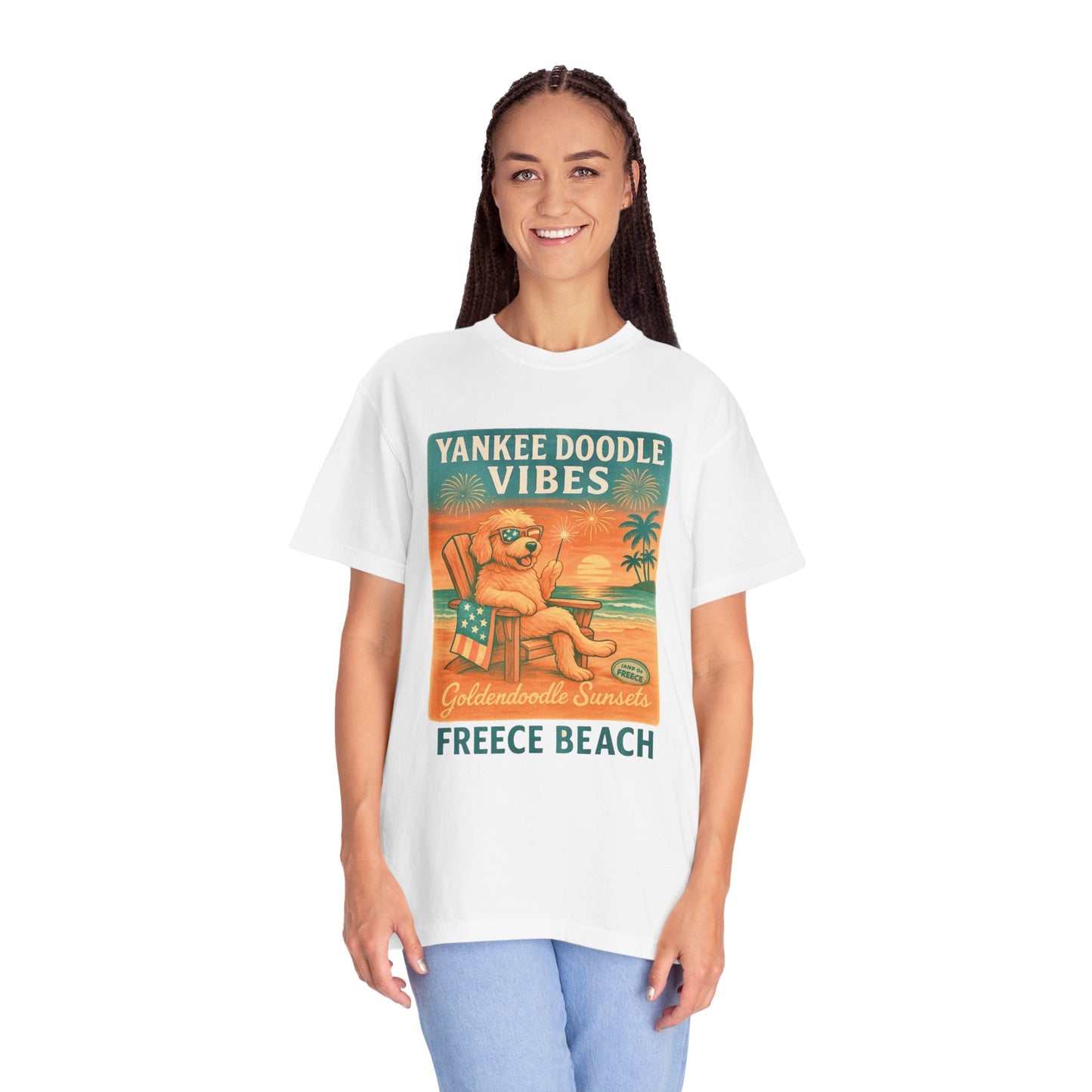Freece Beach Goldendoodle Sunsets Tee