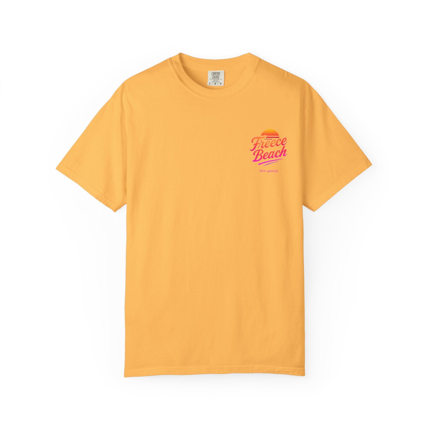 Freece Beach Graphic T-Shirt — Warm Neon Logo Tee