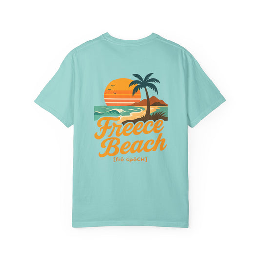 Freece Beach Graphic T-Shirt — Vintage Sunset Logo Tee