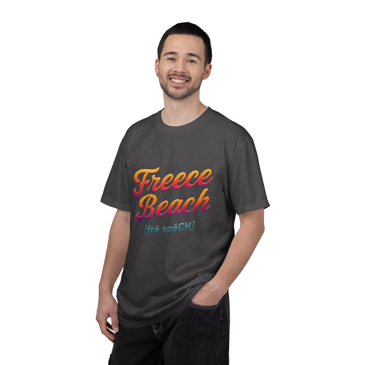 Freece Beach Graphic T‑Shirt — Neon Heat Logo Tee
