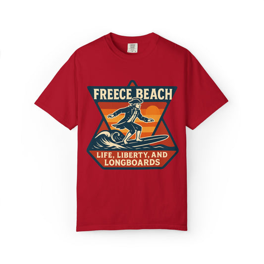 Freece Beach Graphic T-Shirt - Life, Liberty & Longboards