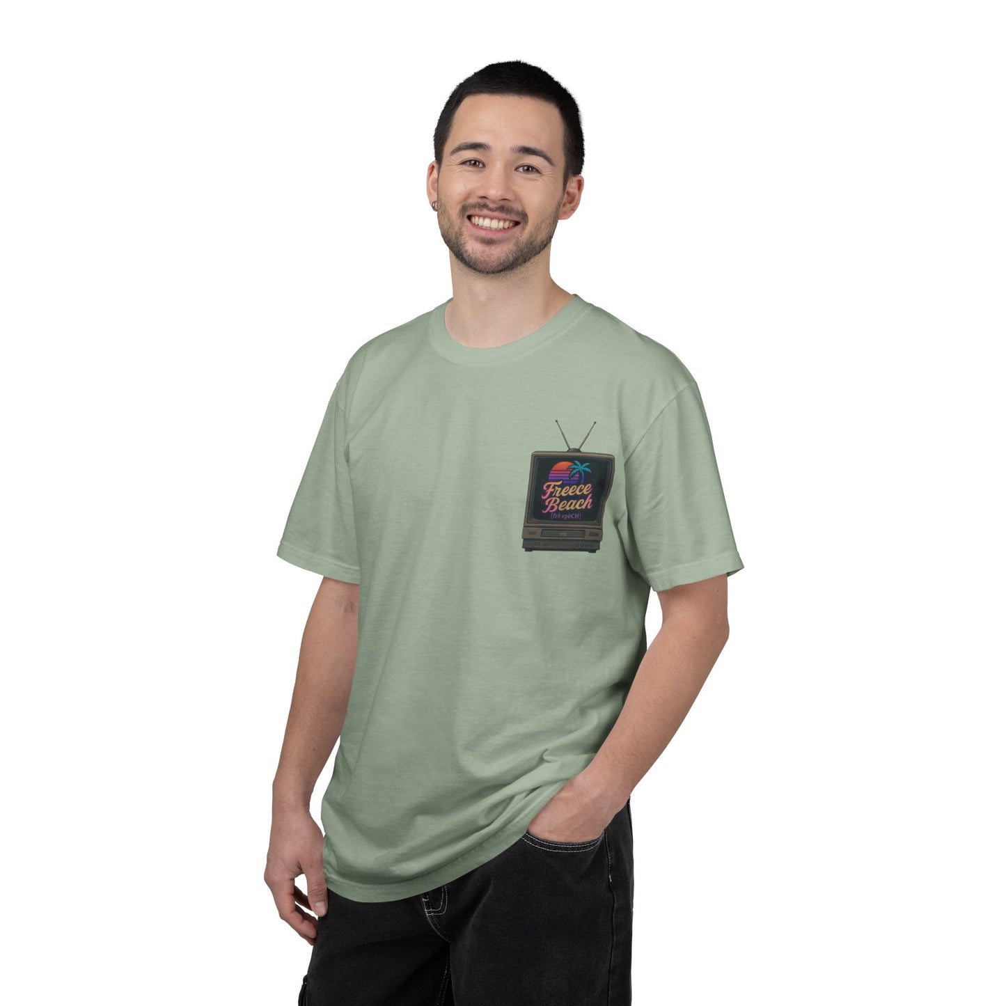Freece Beach Graphic T-Shirt - Retro TV Logo Tee