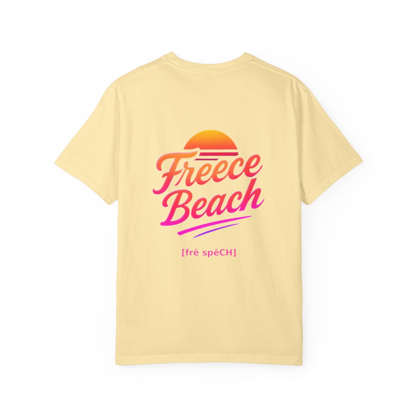 Freece Beach Graphic T-Shirt — Warm Neon Logo Tee