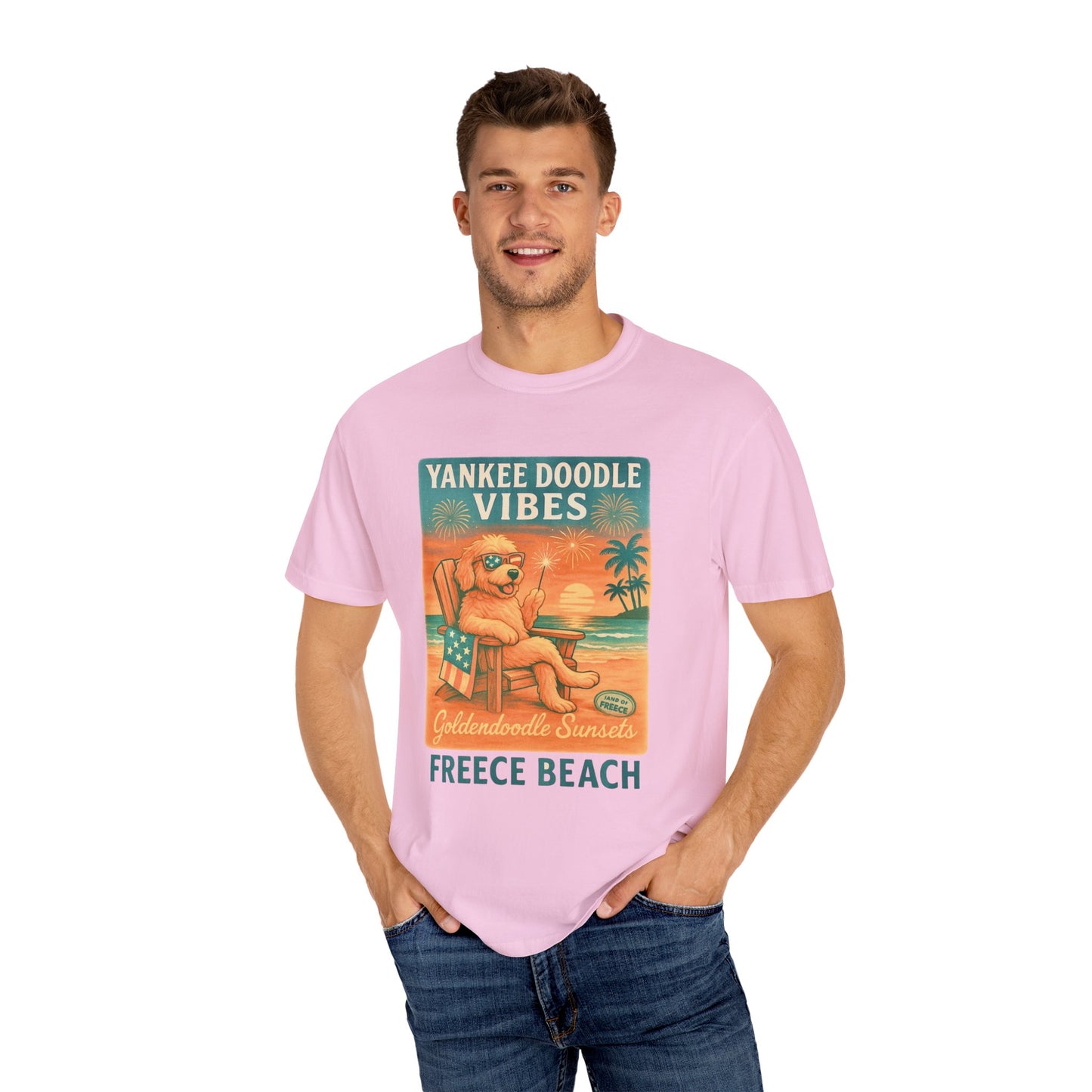 Freece Beach Goldendoodle Sunsets Tee