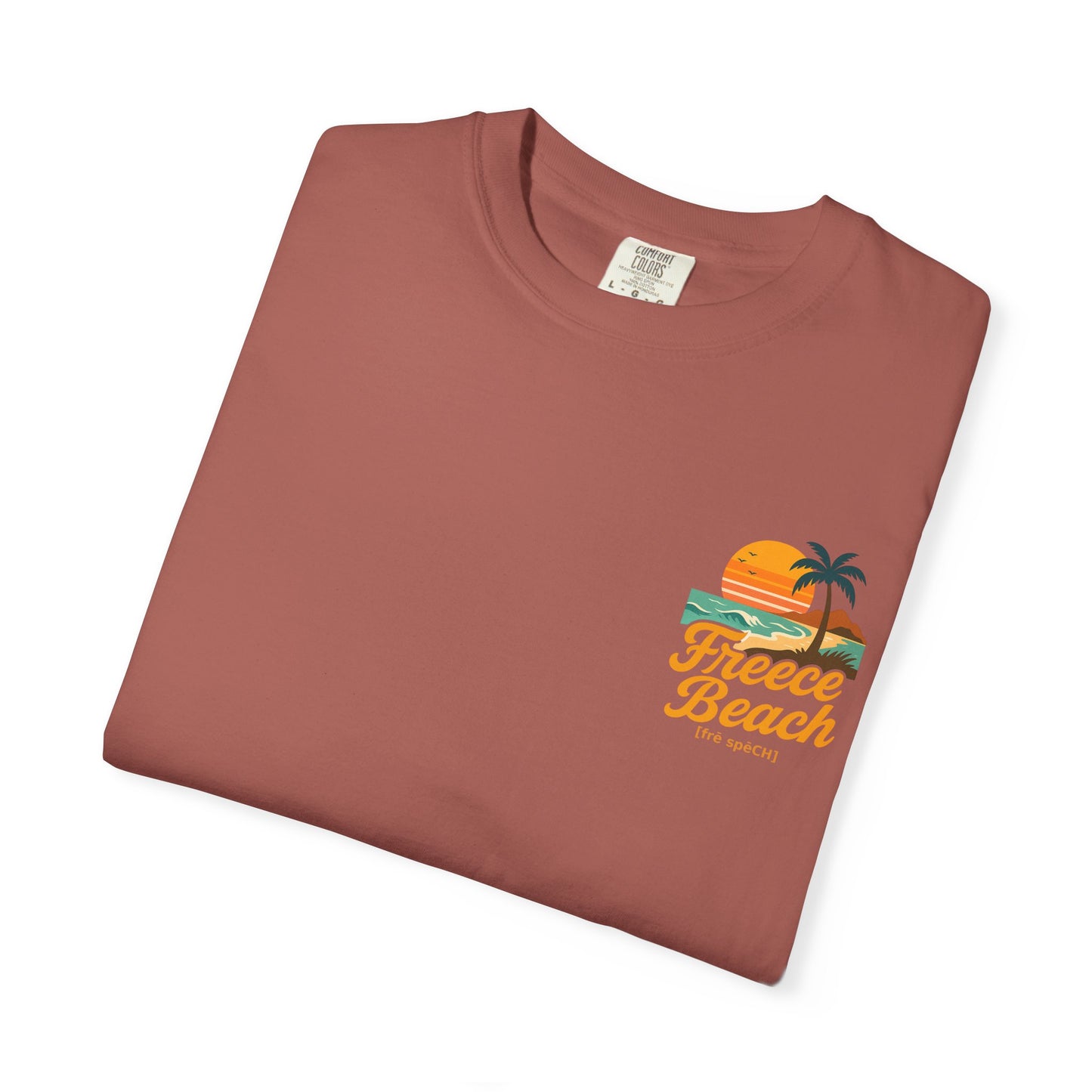 Freece Beach Graphic T-Shirt — Vintage Sunset Logo Tee