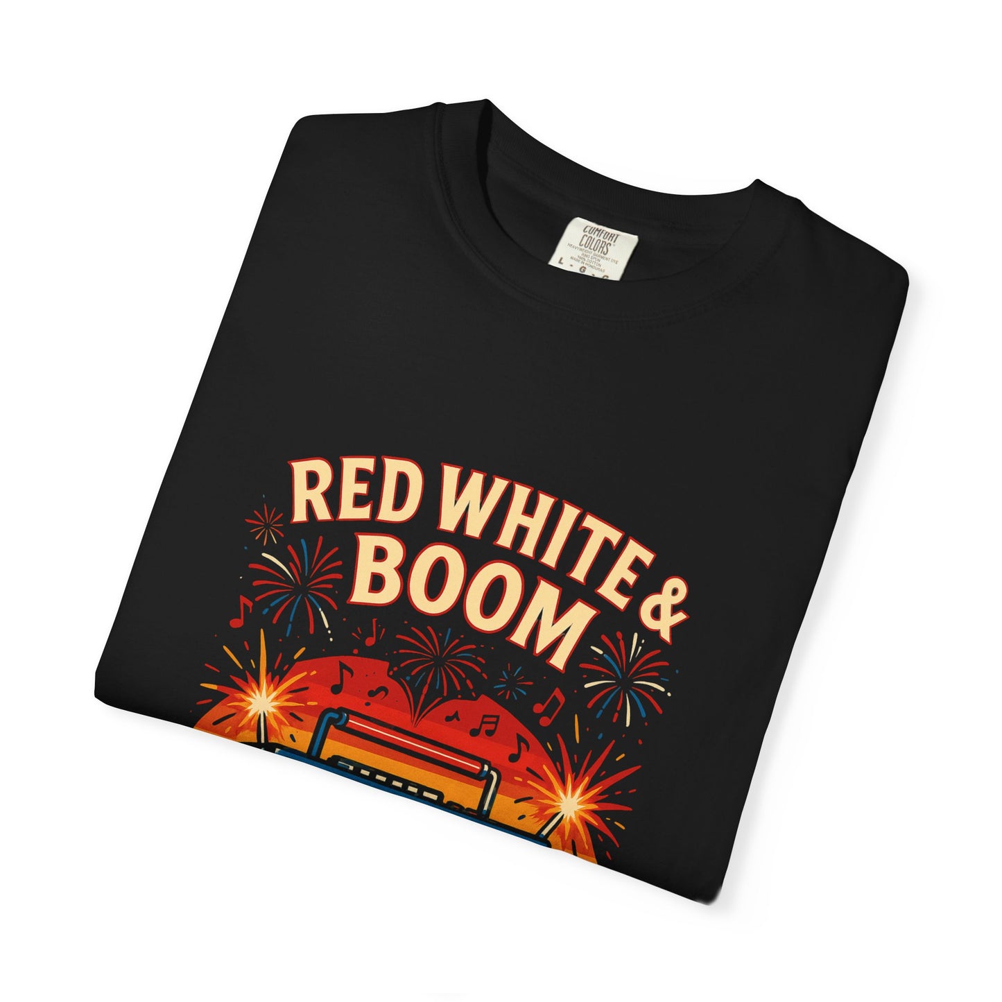Freece Beach Graphic T-Shirt —Red, White and Boombox