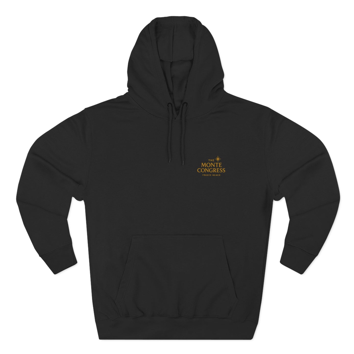 The Monte Congress Black Fleece Hoodie with Gold 'Monte Congress' Chest Logo