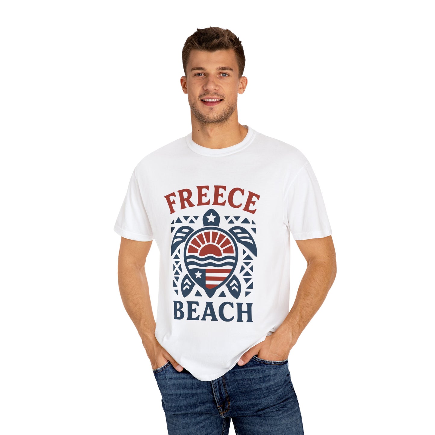 Freece Beach Tribal Turtle Tee – Patriotic Edition