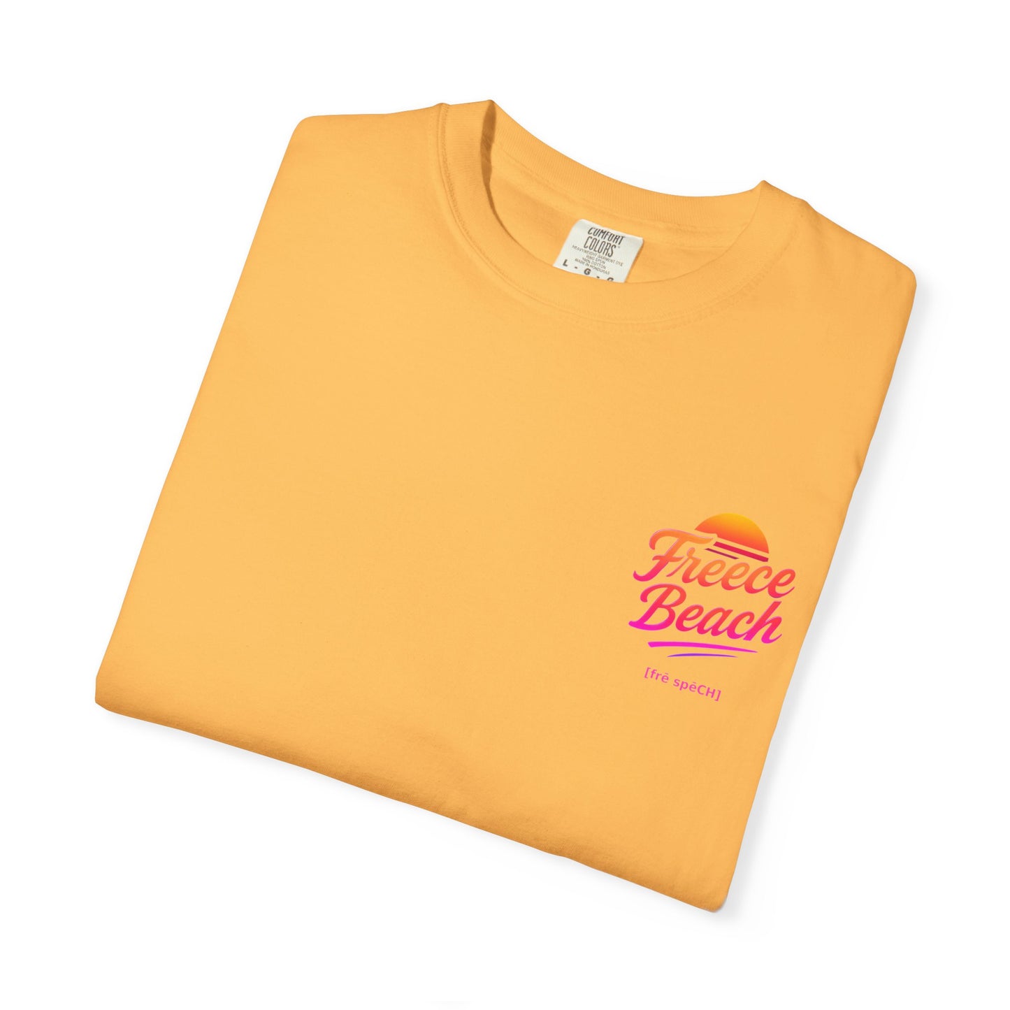 Freece Beach Graphic T-Shirt — Warm Neon Logo Tee